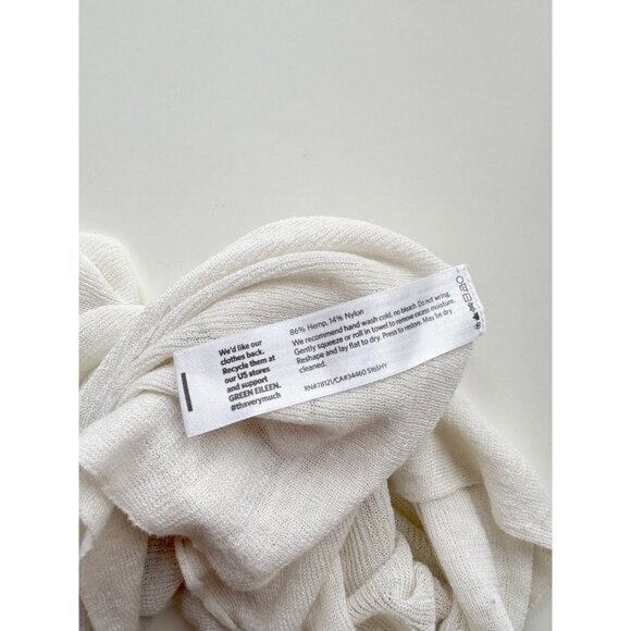 EILEEN FISHER Ivory White Hemp Bled Knit Poncho Box Blouse Top, Size S - Picture 12 of 13